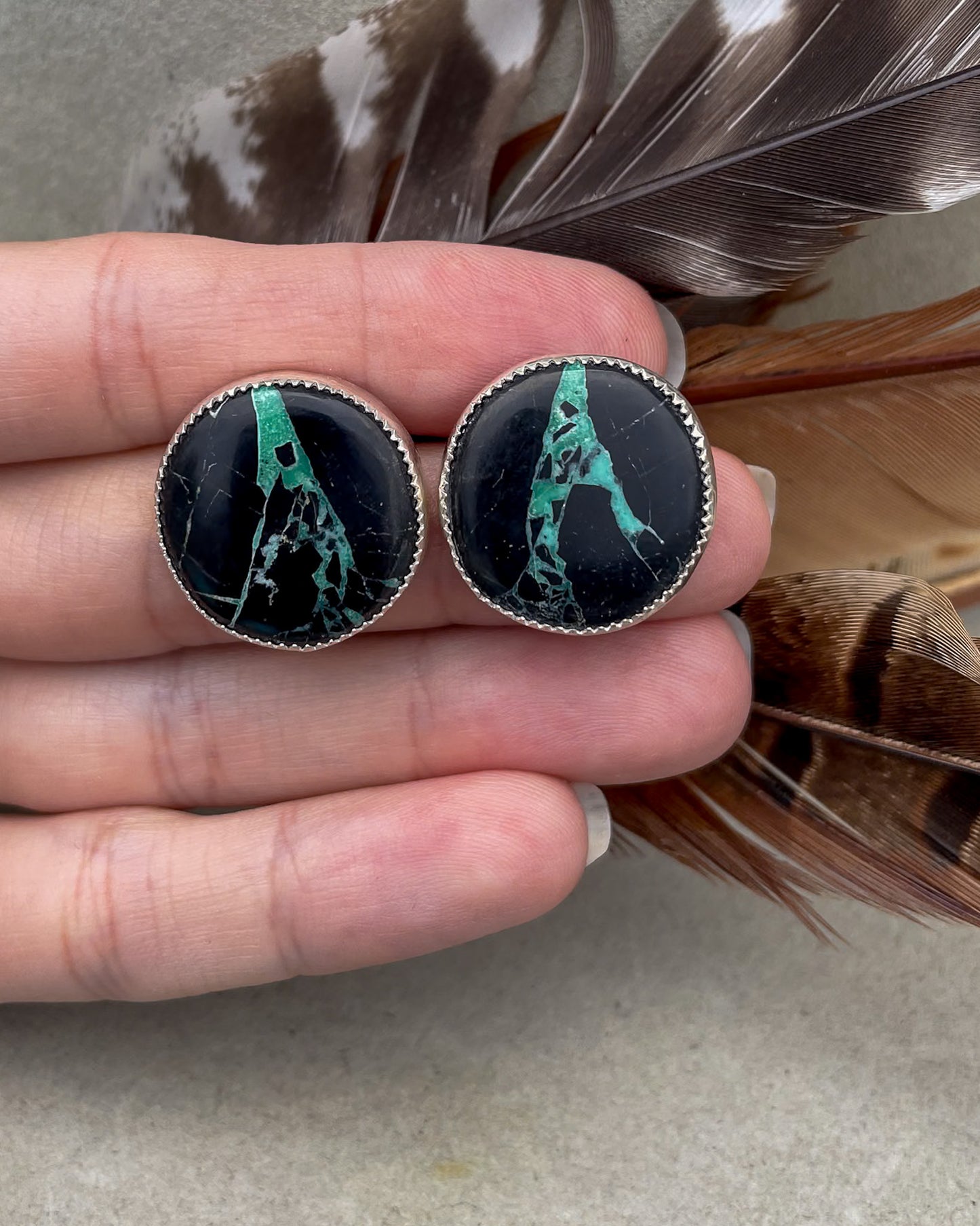 Black Buffalo Round Studs