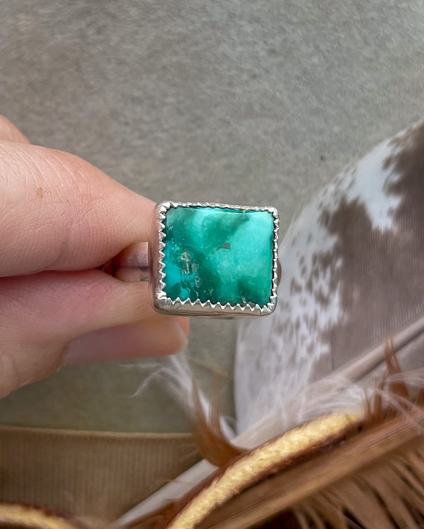 Emerald Valley Turquoise Green Rectangle Everyday Rings