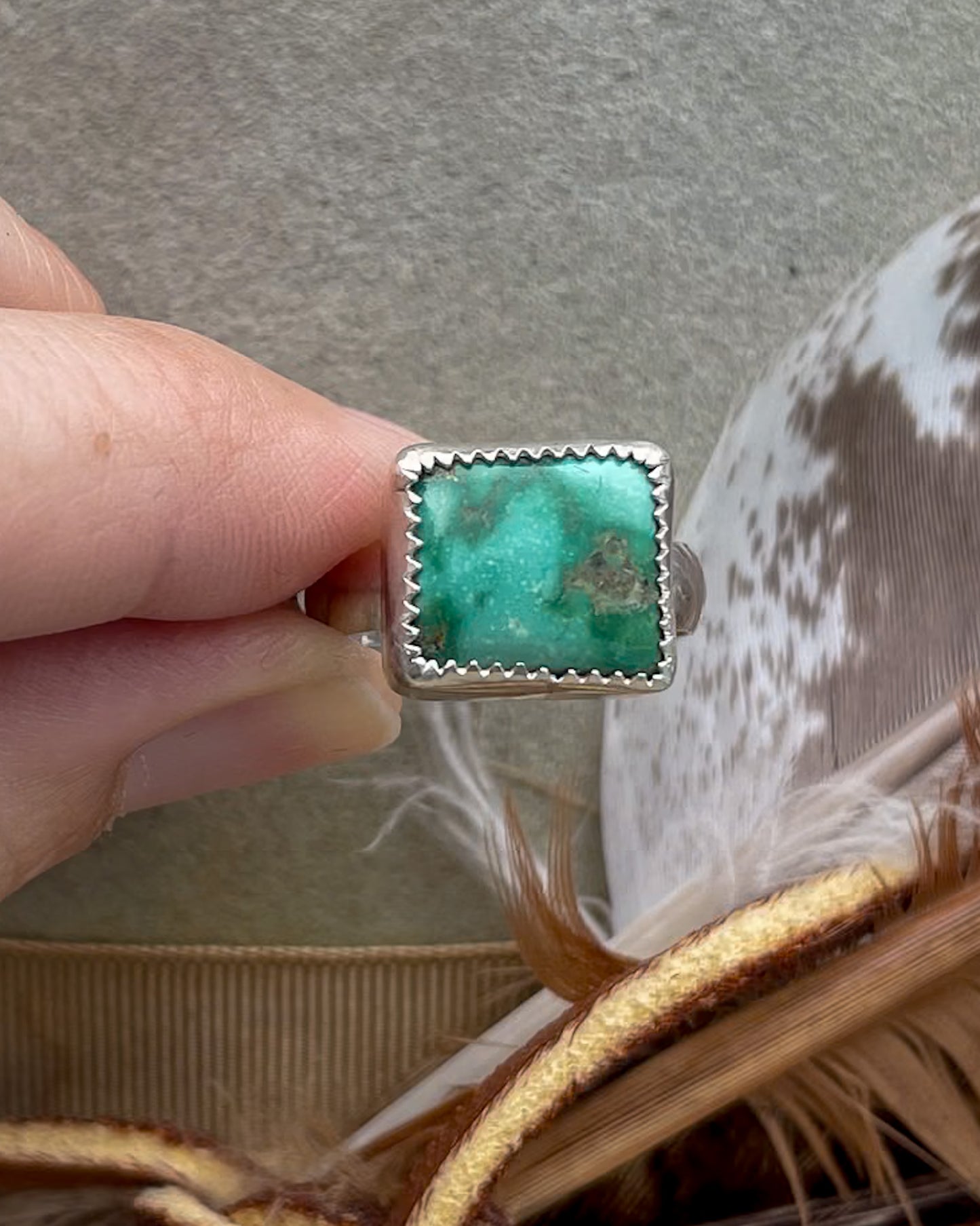 Emerald Valley Turquoise Green Rectangle Everyday Rings