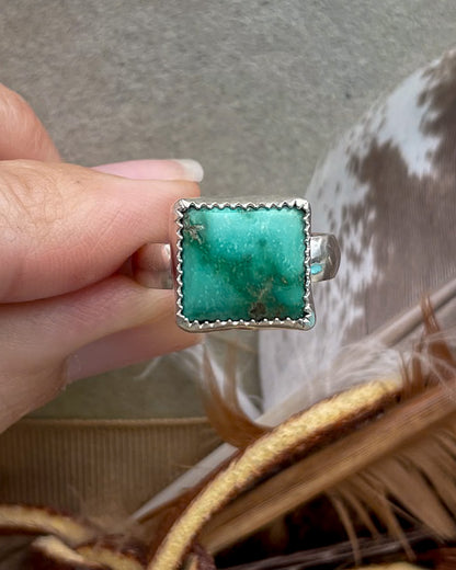 Emerald Valley Turquoise Green Rectangle Everyday Rings
