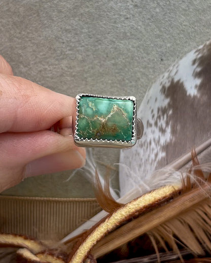 Emerald Valley Turquoise Green Rectangle Everyday Rings