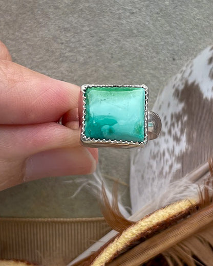 Emerald Valley Turquoise Green Rectangle Everyday Rings