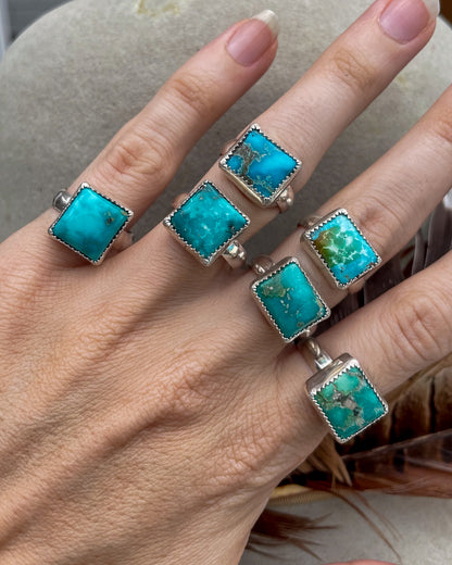 Emerald Valley Turquoise Blue Rectangle Everyday Rings