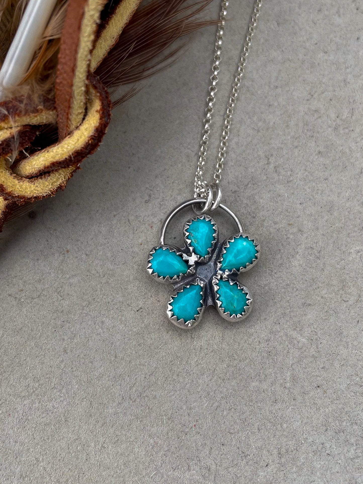 Kingman Turquoise Flower Necklace