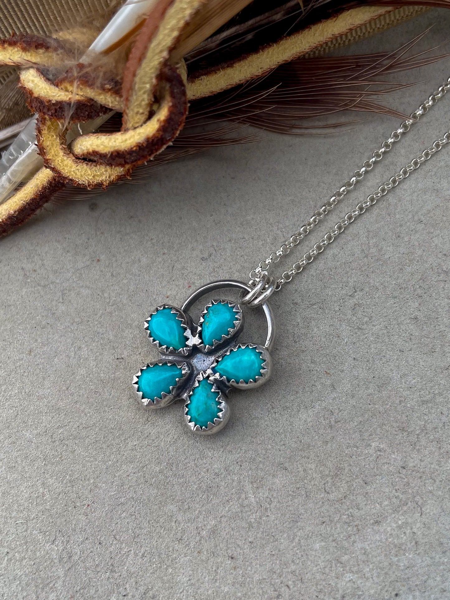 Kingman Turquoise Flower Necklace