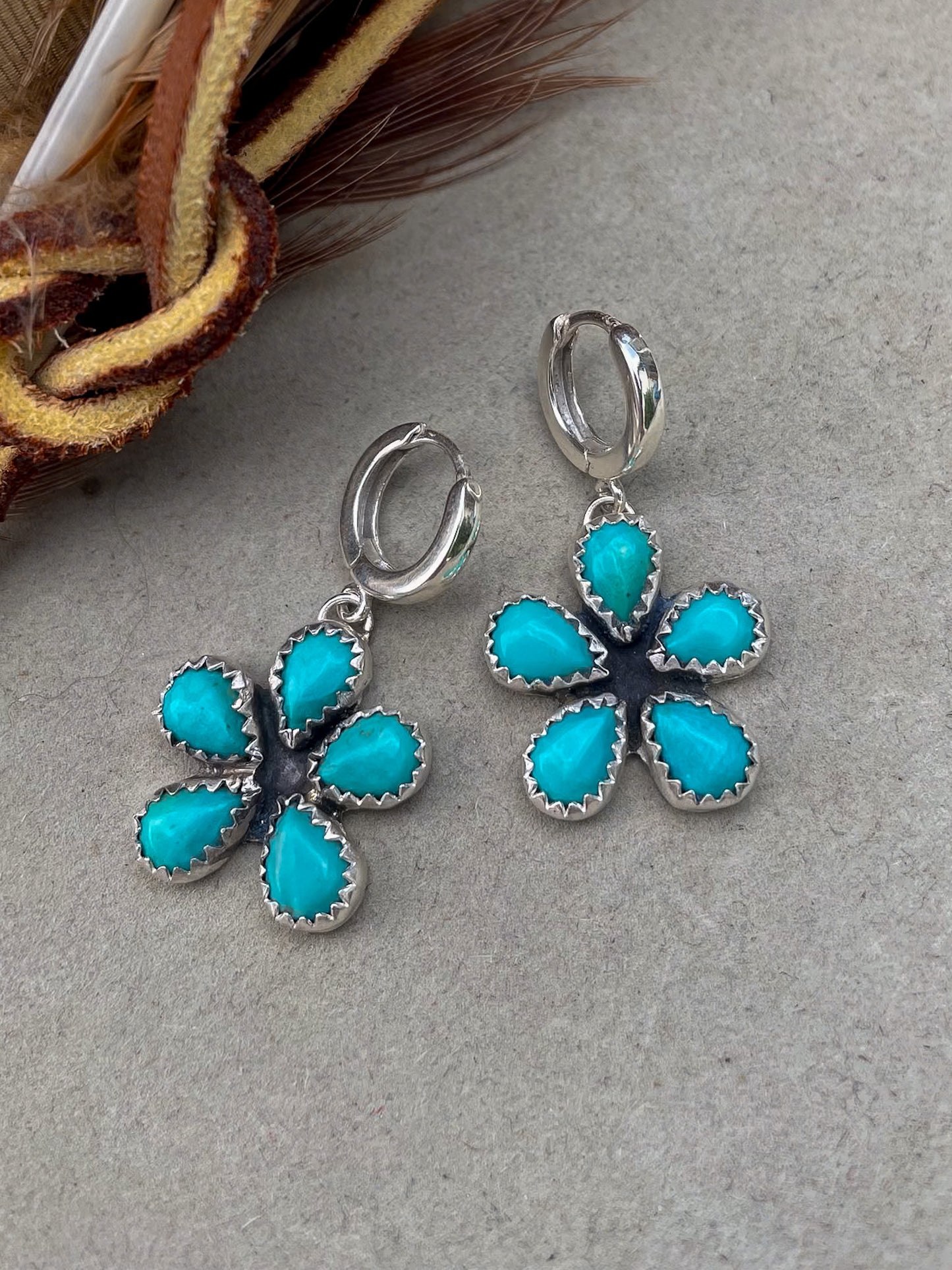 Kingman Turquoise Flower Huggies