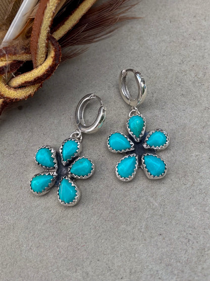 Kingman Turquoise Flower Huggies
