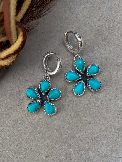Kingman Turquoise Flower Huggies