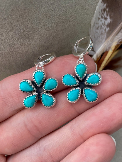 Kingman Turquoise Flower Huggies