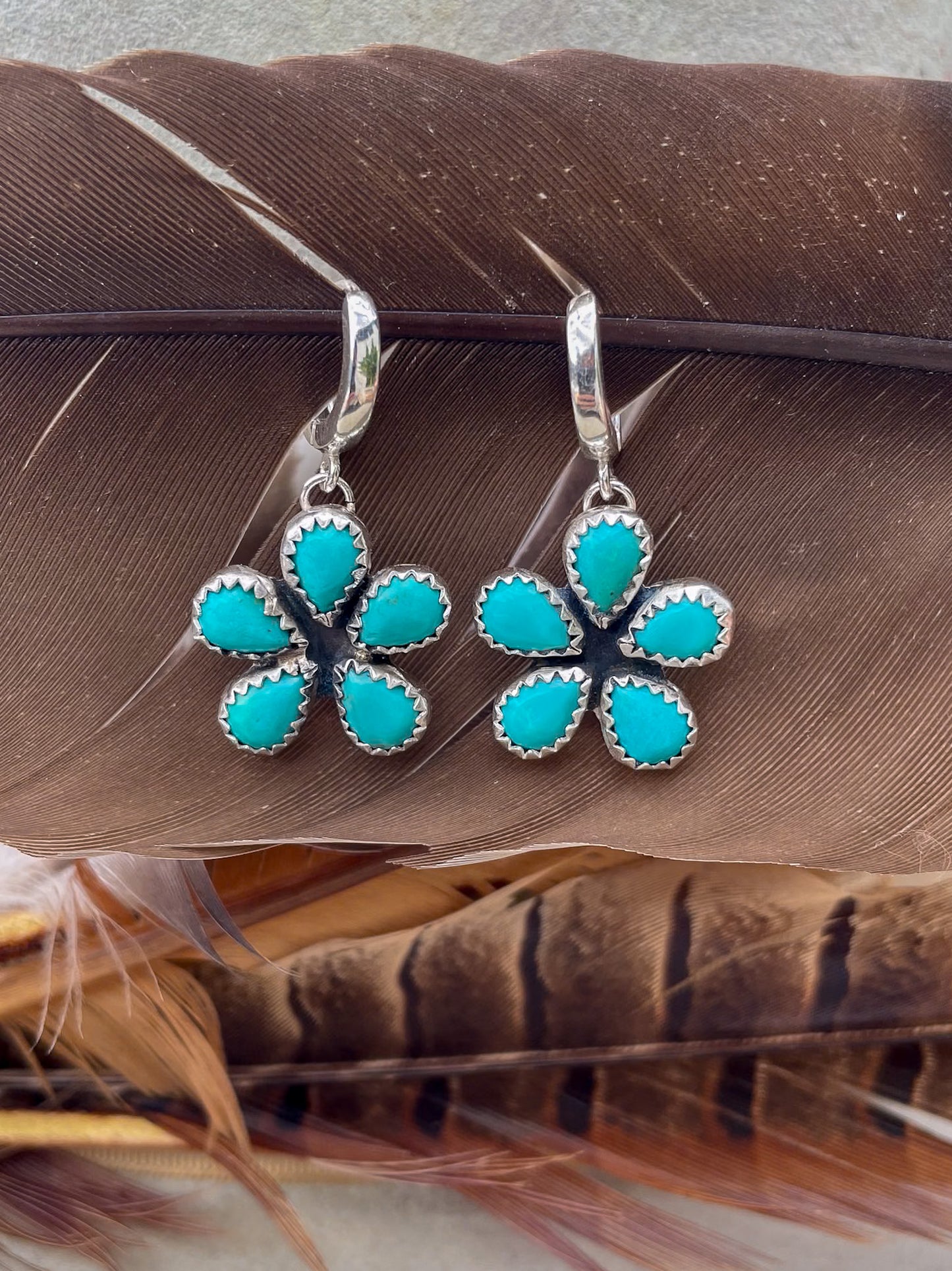Kingman Turquoise Flower Huggies