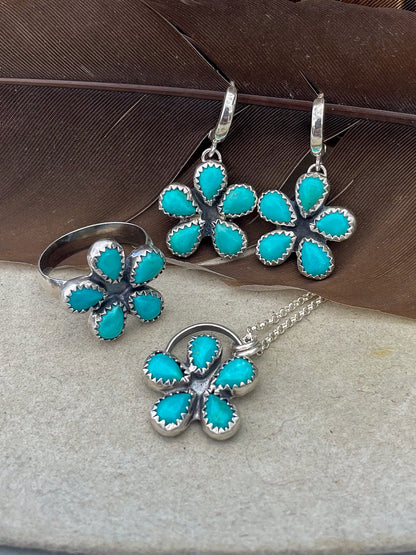 Kingman Turquoise Flower Huggies