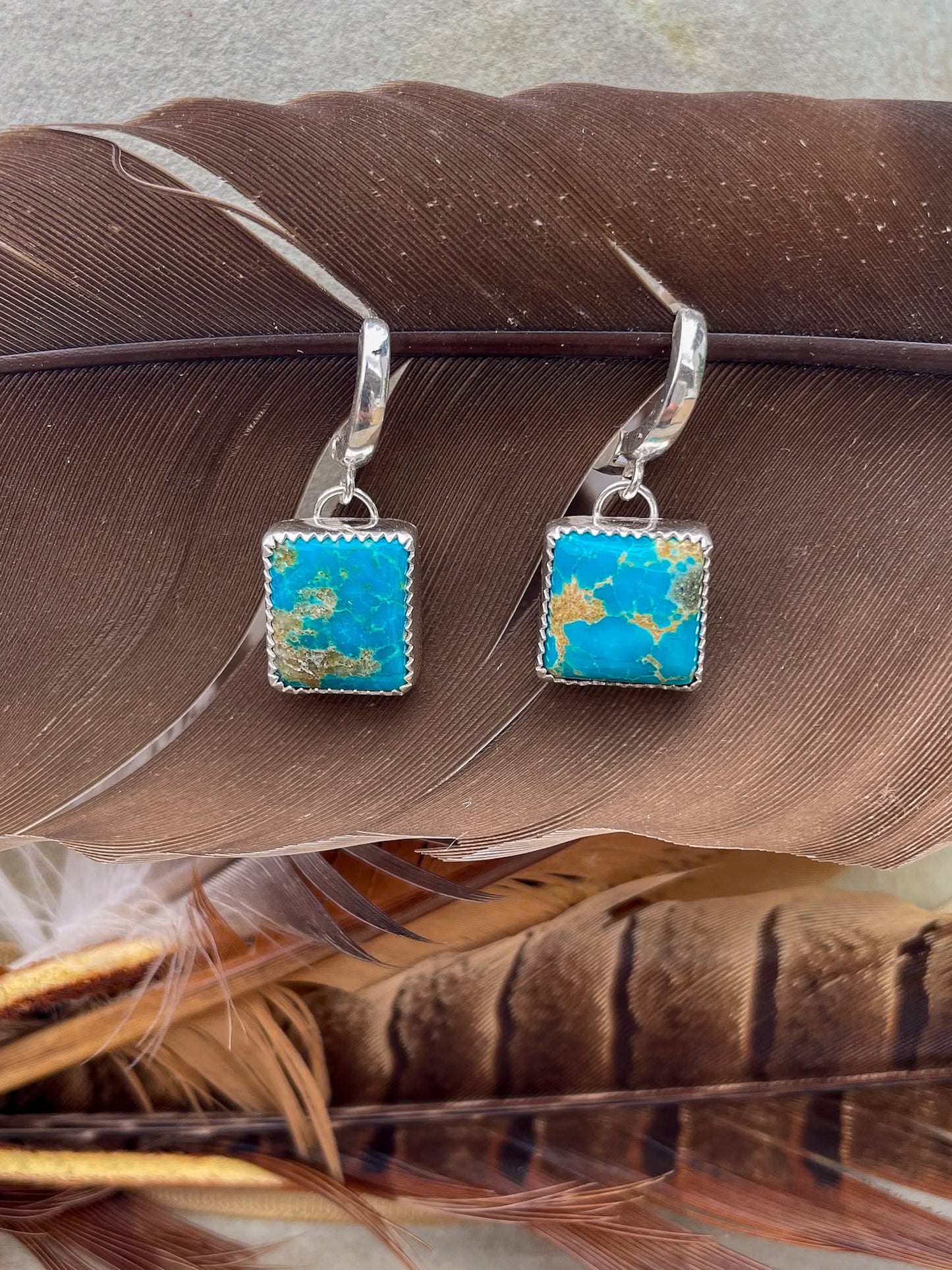 Emerald Valley Turquoise Square Huggies