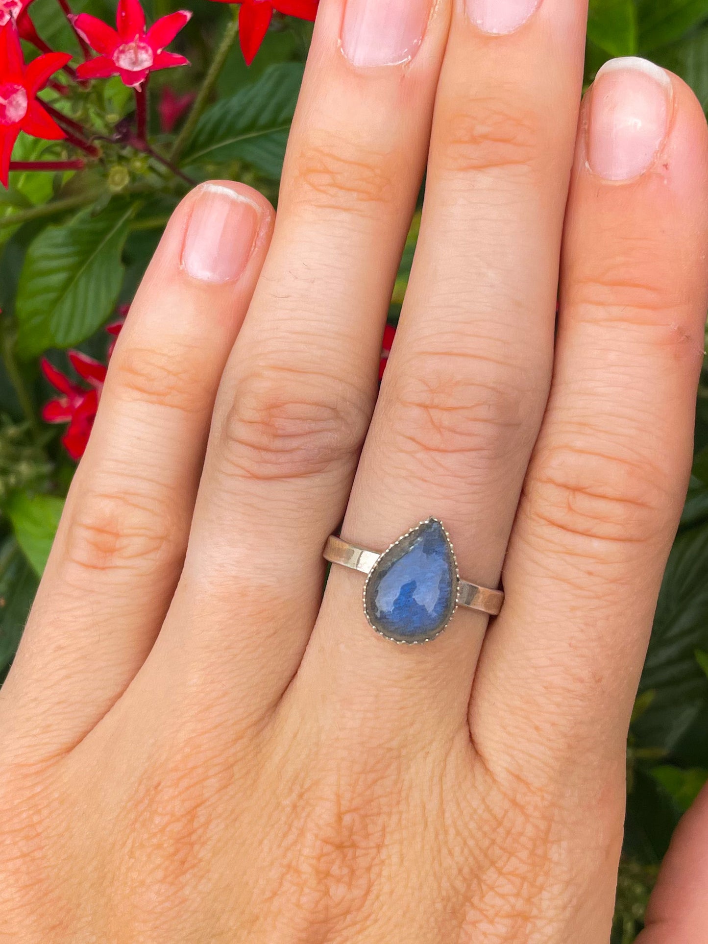Labradorite Pear Cabochon Everyday Ring