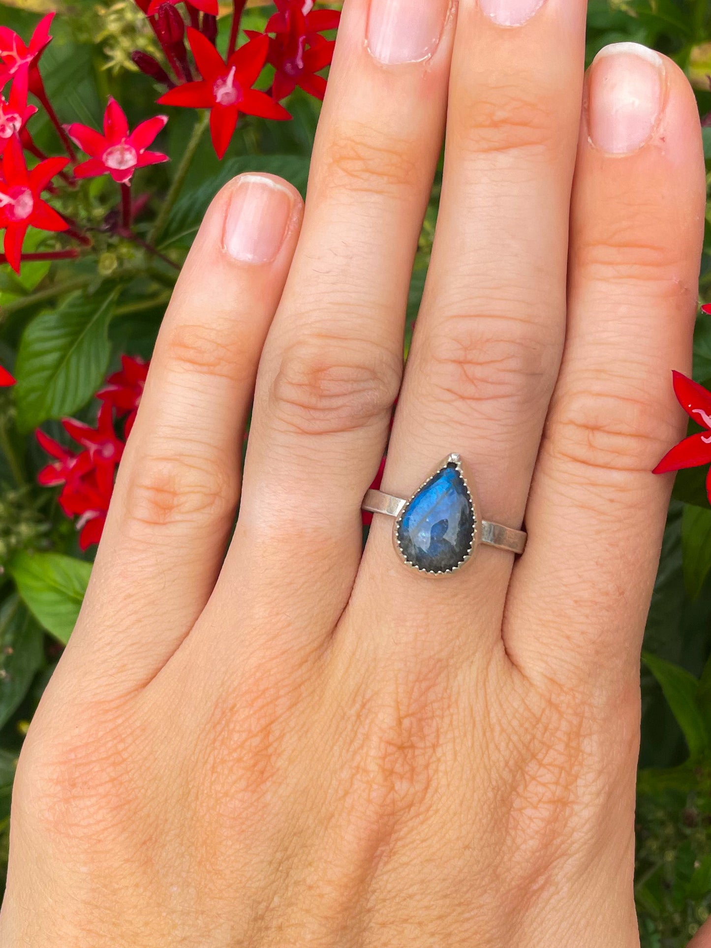 Labradorite Pear Cabochon Everyday Ring
