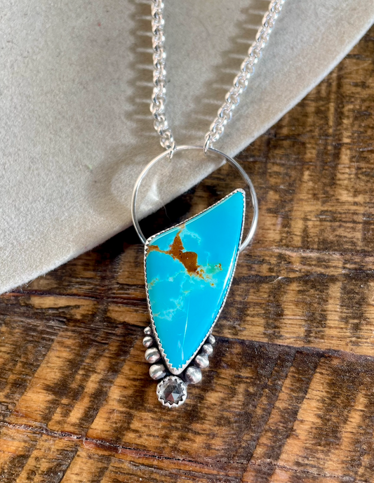 Turquoise Mountaint with Diamond Full Moon Necklace