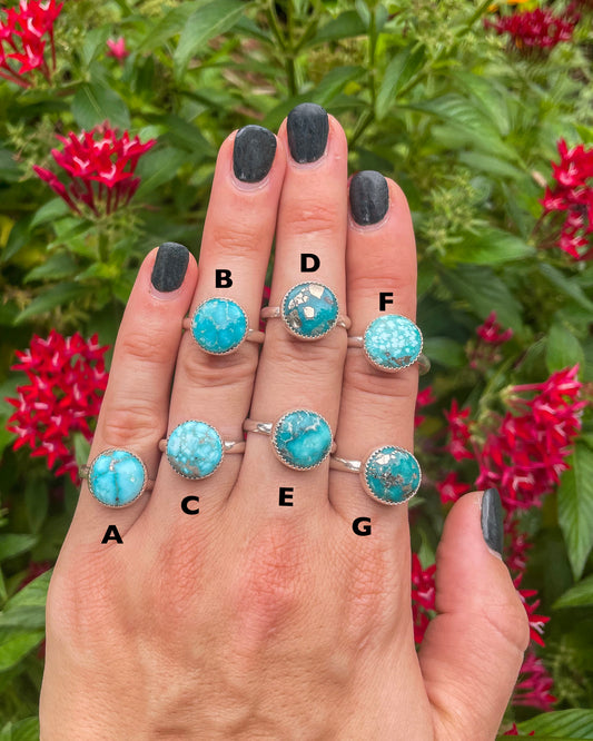 White Water Turquoise Round Everyday Ring