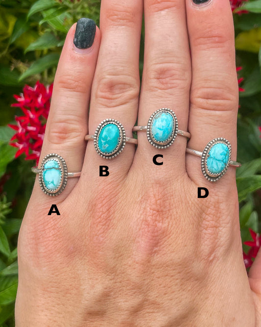 White Water Turquoise Button Everyday Ring
