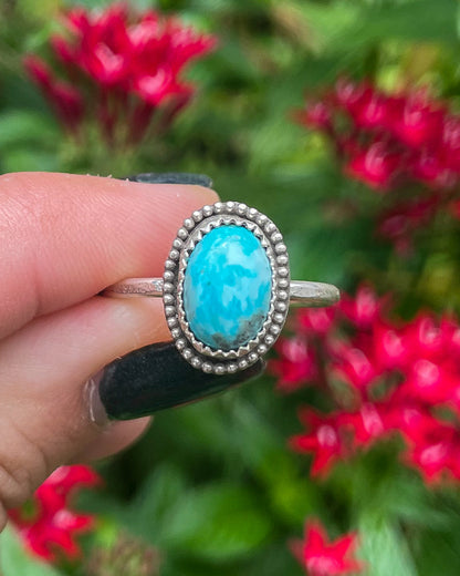White Water Turquoise Button Everyday Ring