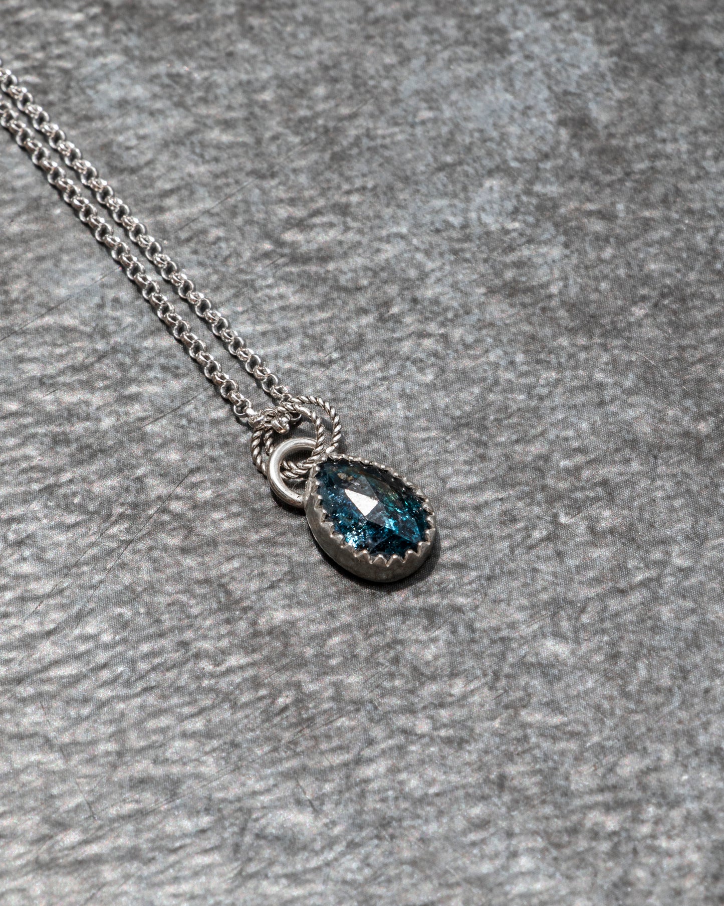 Dainty Teal Moss Kyanite Necklace