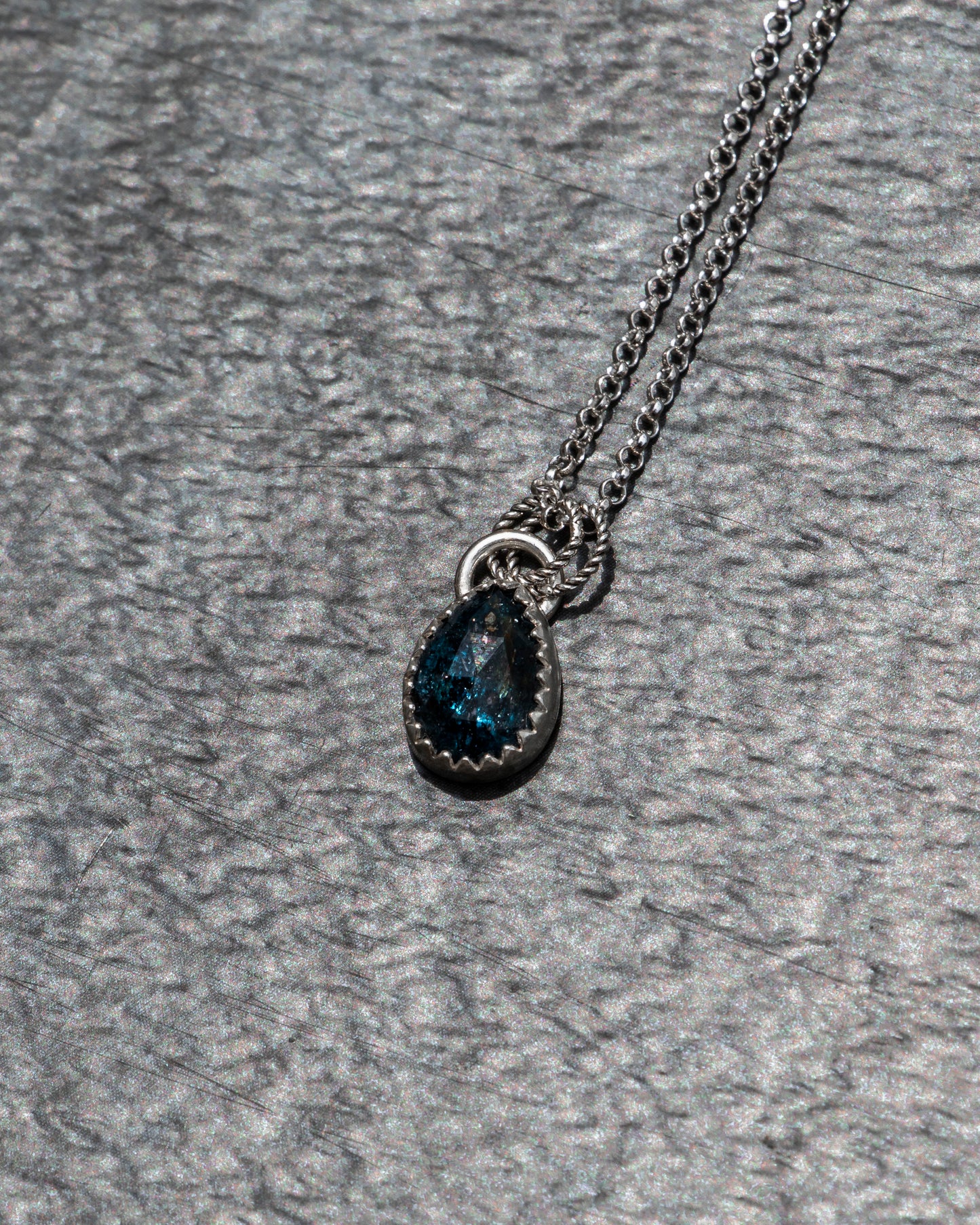 Dainty Teal Moss Kyanite Necklace