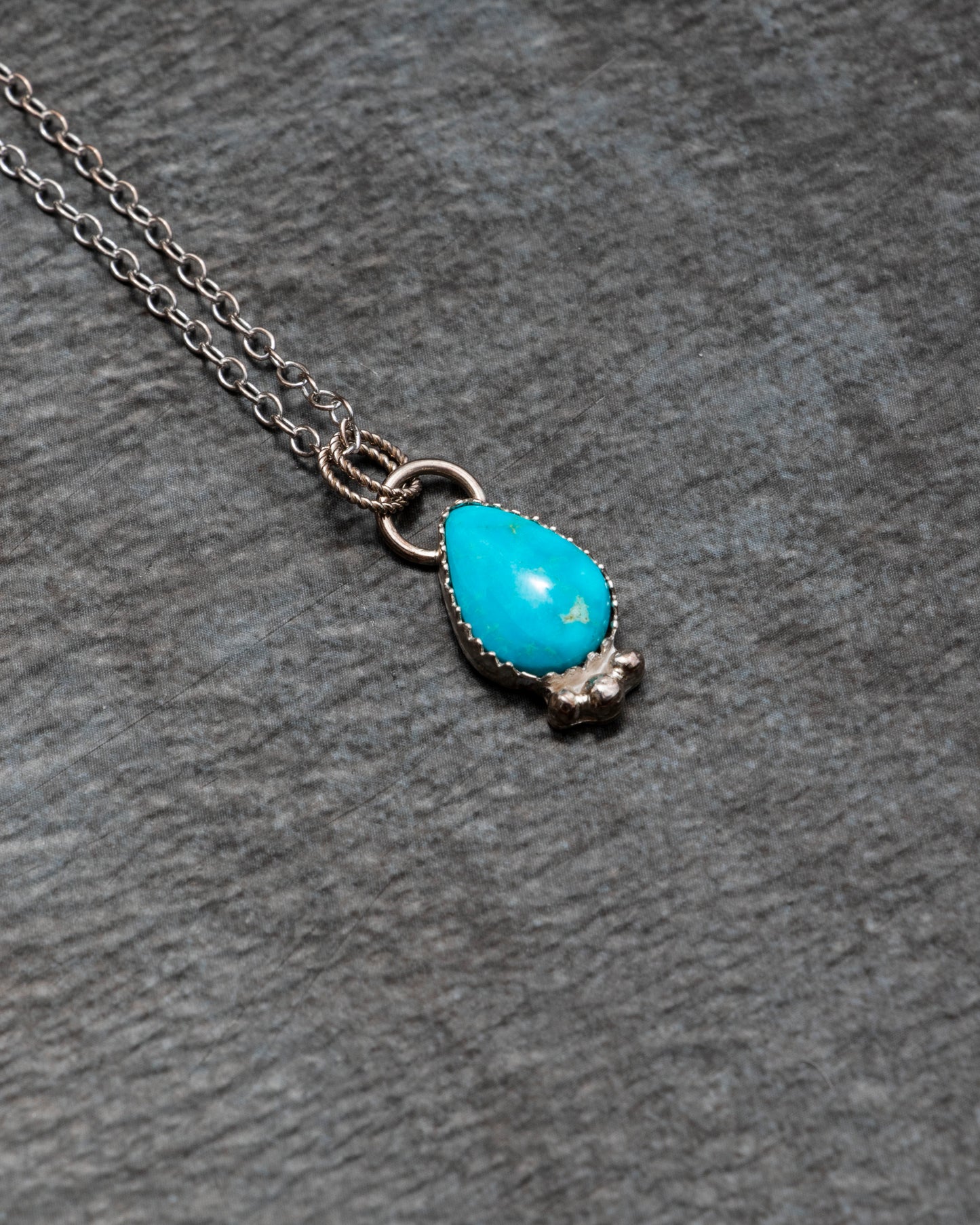 Blue Ridge Turquoise Necklace with Hand-Forged Silver Accent Beads