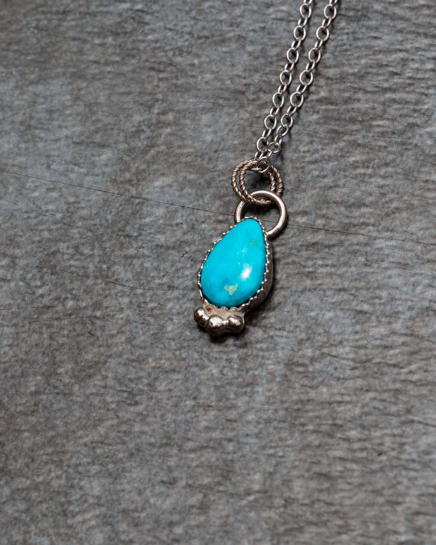 Blue Ridge Turquoise Necklace with Hand-Forged Silver Accent Beads