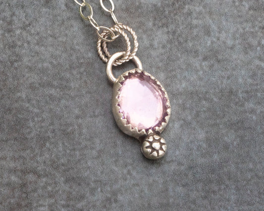 Pink Amethyst with Flower Accent Necklace