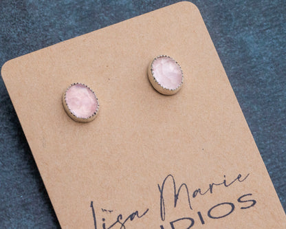 Large Rose Quartz Studs