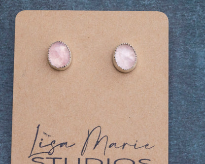 Large Rose Quartz Studs