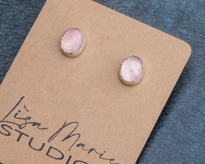 Large Rose Quartz Studs