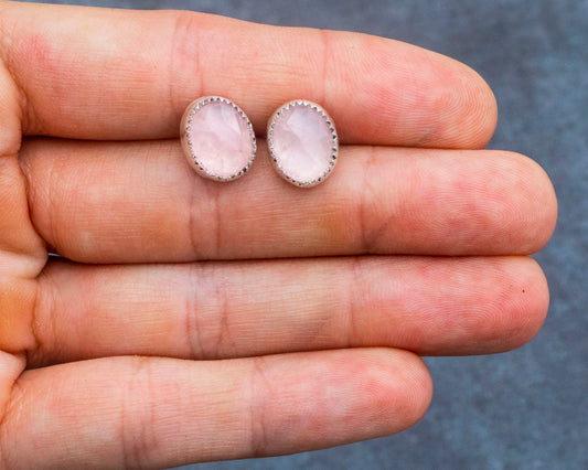 Large Rose Quartz Studs