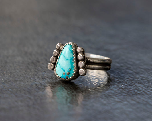 Sonoran Rose Armored Turquoise Ring Size 8