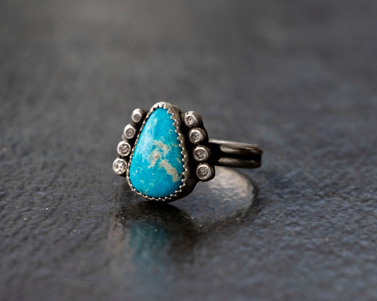 Sonoran Rose Armored Turquoise Ring Size 7.5 #2
