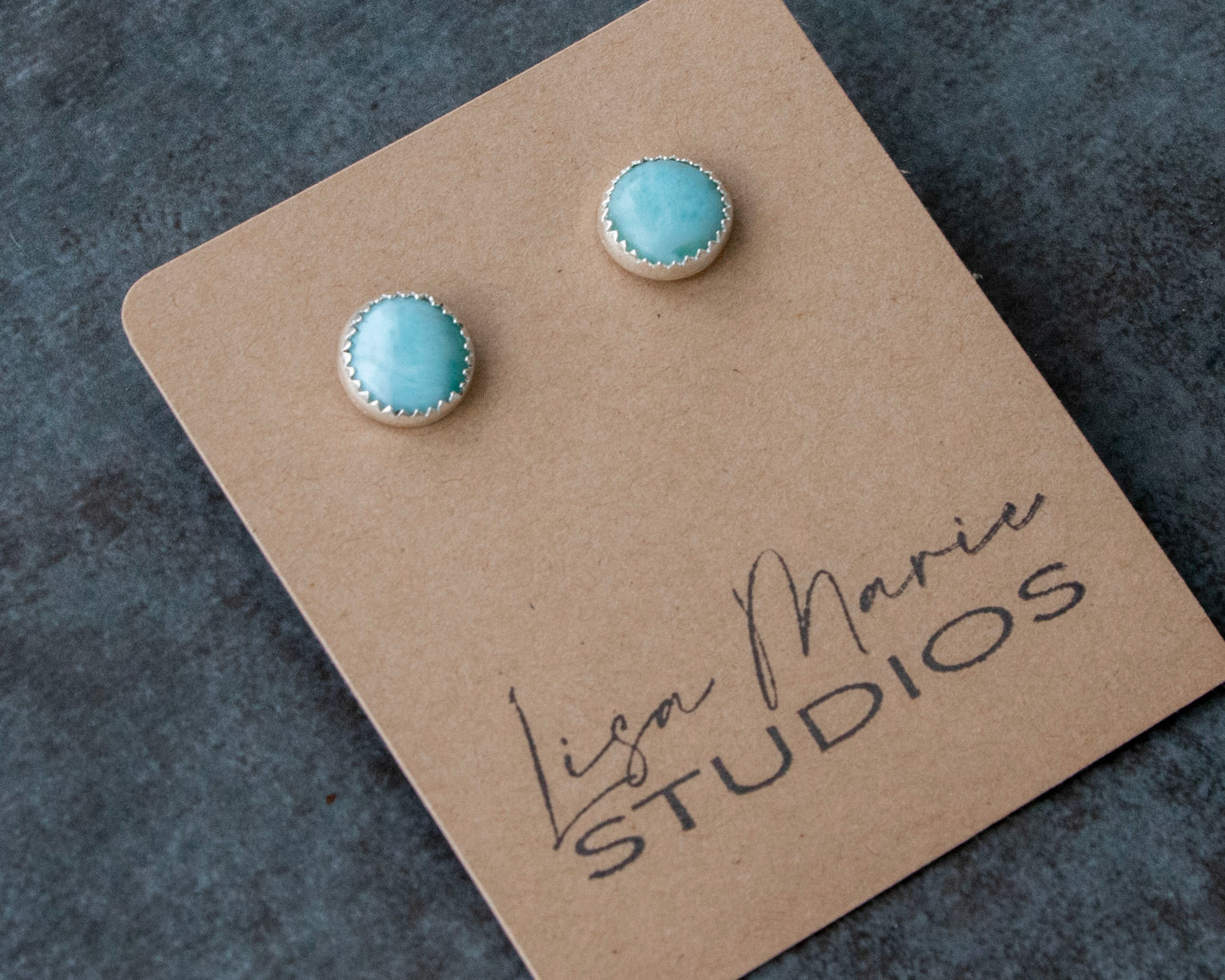 Large Larimar Studs
