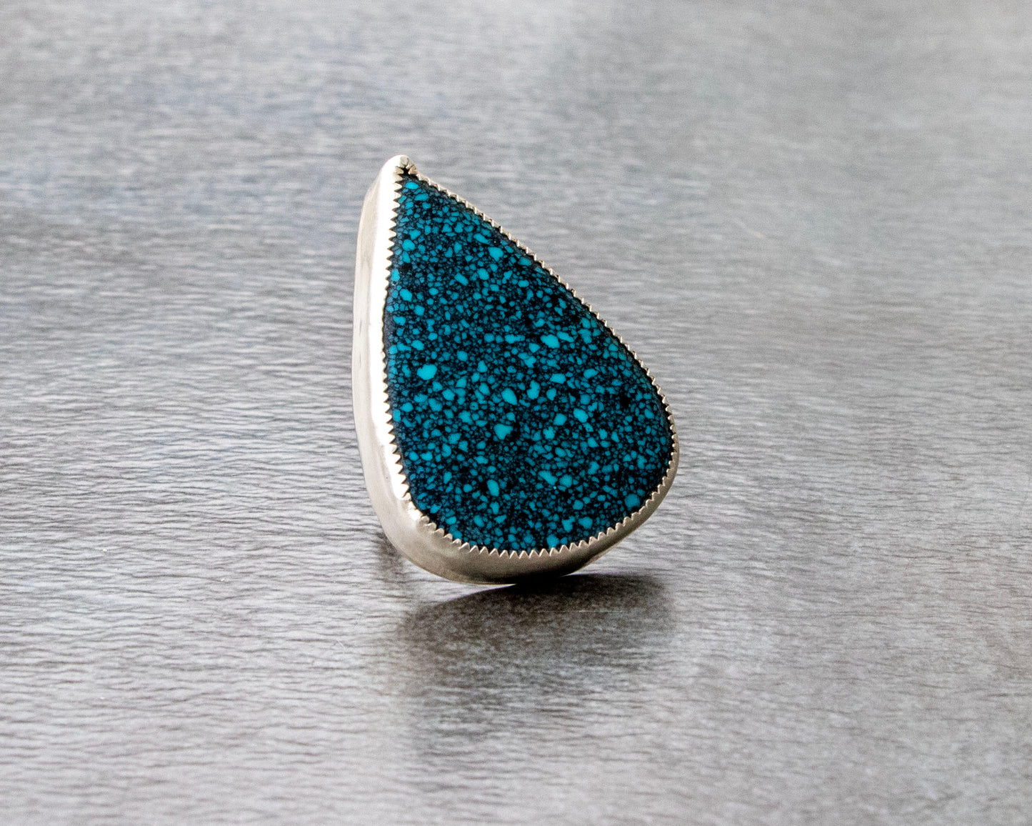 Giant Moon River Turquoise Statement Ring Size 7.5