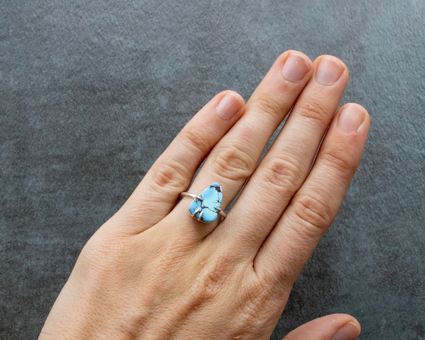 Lavender Turquoise Split Prong Ring Size 8.5