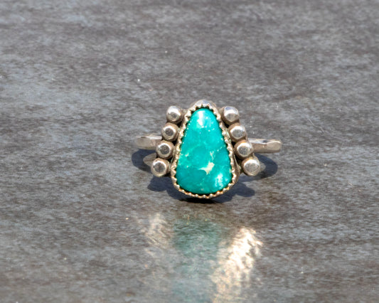White Water Armored Turquoise Ring Size 6