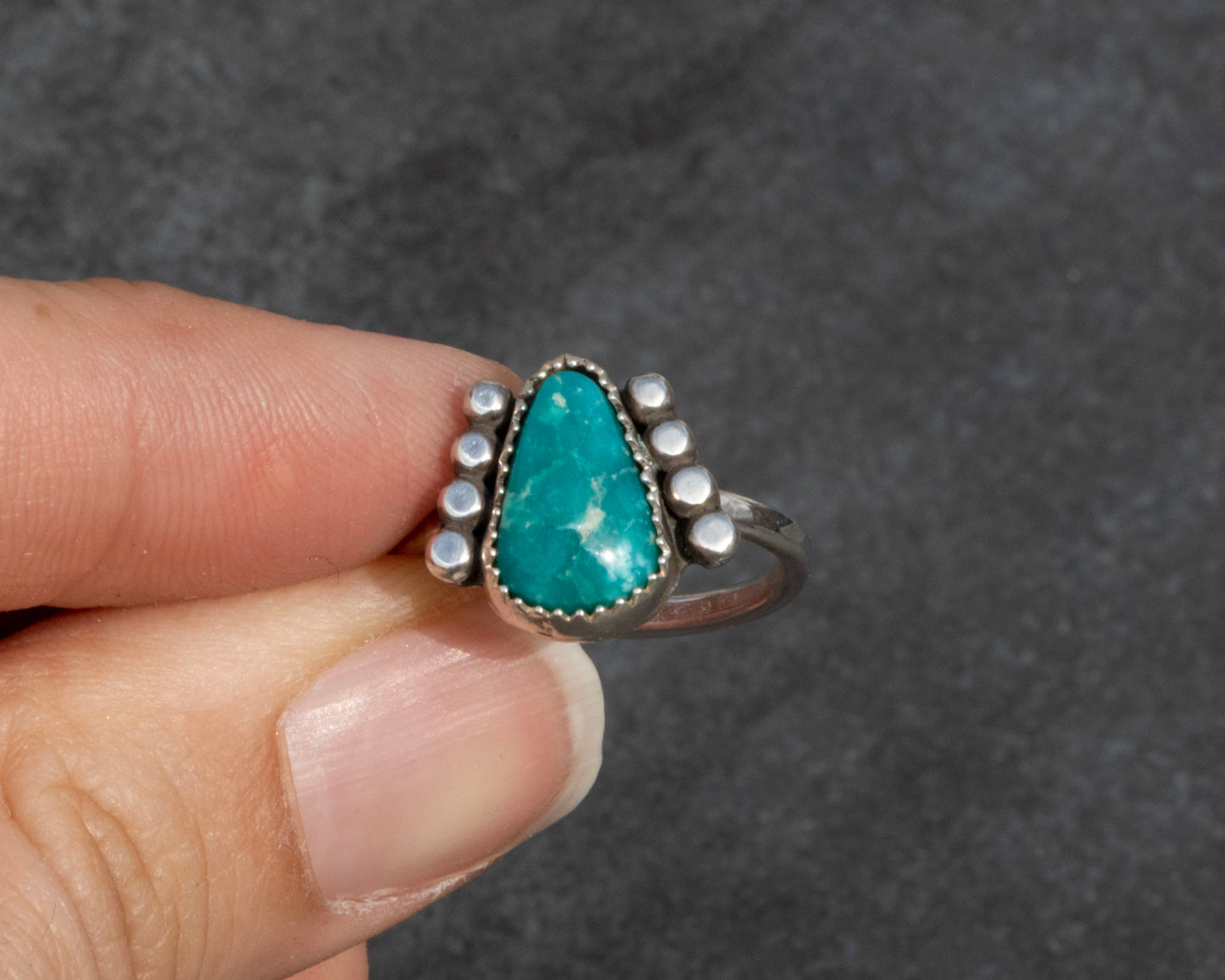 White Water Armored Turquoise Ring Size 6